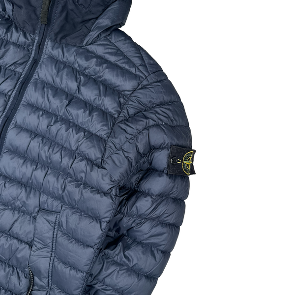 Stone Island Navy Micro Yarn Hooded Down Puffer Jacket - Small
