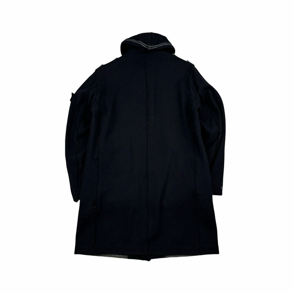 Stone Island 2009 Black Heavyweight Wool Buttoned Coat - Large