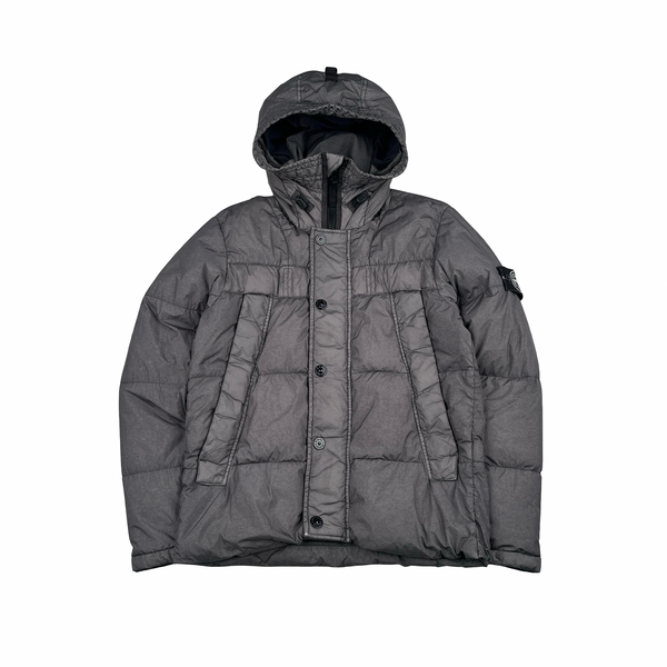 Stone Island Grey Crinkle Reps NY Down Puffer Jacket - Medium