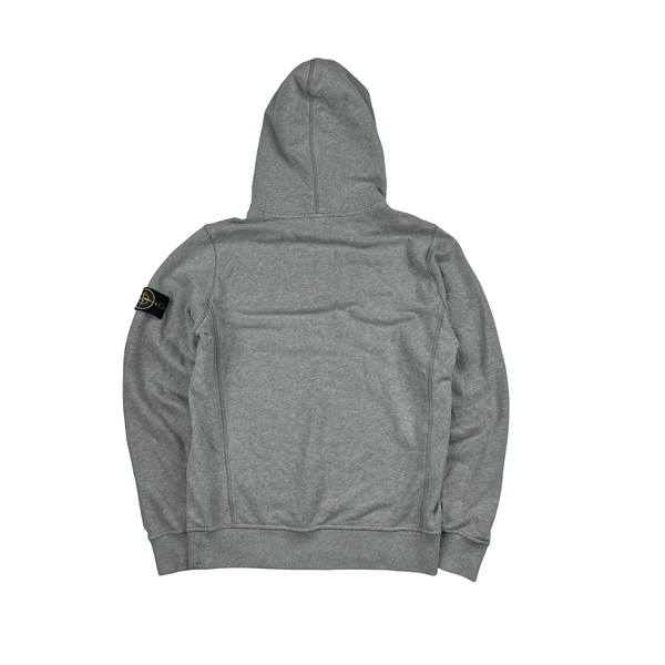 Stone Island Grey Cotton Pullover Hoodie - Medium