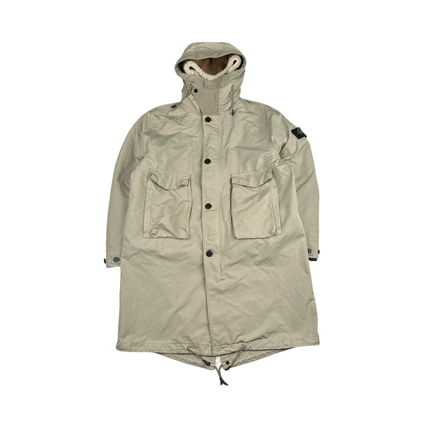 Stone Island Beige David TC Blanket Lined Fishtail Parka Jacket - XL