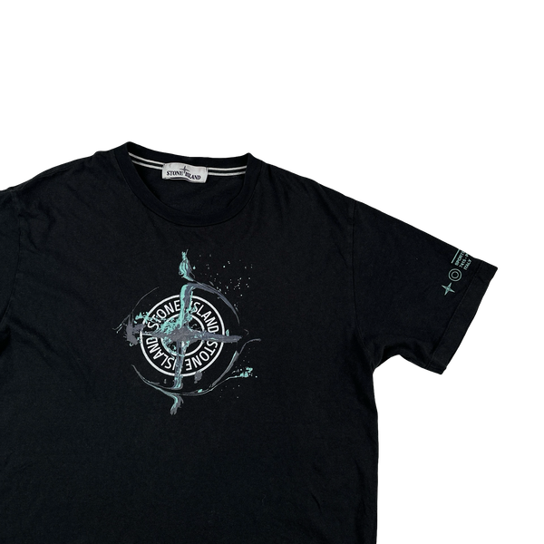Stone Island 2021 Navy Cotton Graphic T Shirt - Large