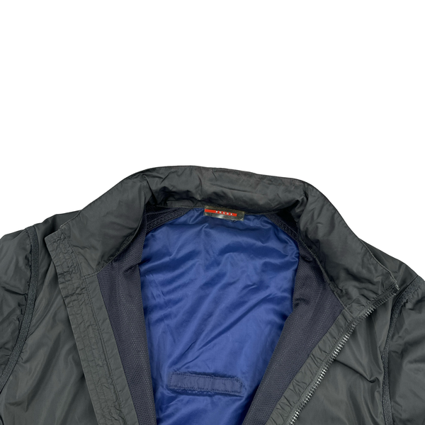 Prada Sport Grey Blue Semi Transparent Back Lightweight Jacket - Large