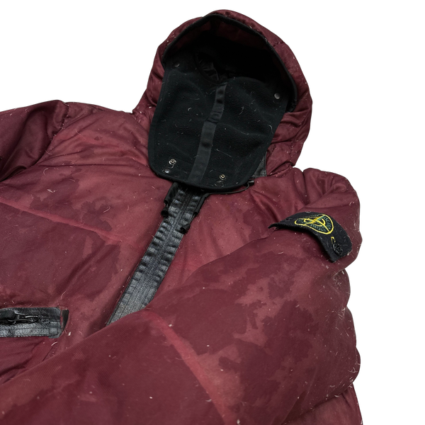 Stone Island 2010 Burgundy Welded Down Balaclava Puffer Jacket - Large