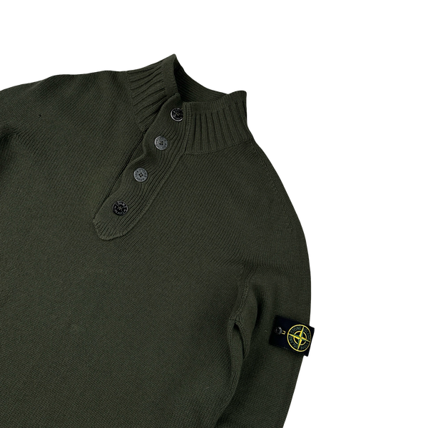 Stone Island 2008 Khaki Wool High Neck Pullover Jumper - 3XL