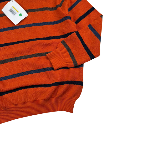 Paul & Shark Orange Stripped Knitted Wool Crewneck - Large