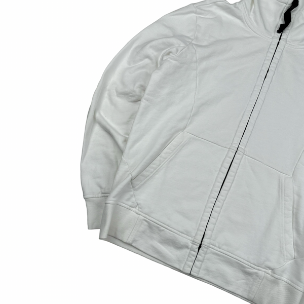 CP Company White Cotton Goggle Hoodie - Large