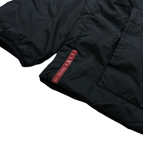 Prada Black Nylon Down Padded Bomber Jacket - 3XL