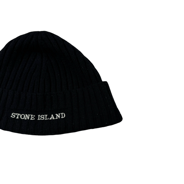 Stone Island 2002 Black Wool Spellout Beanie