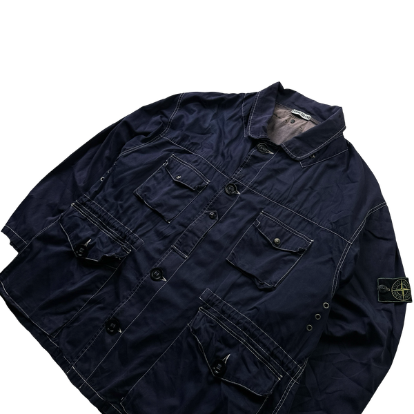 Stone Island Vintage 80s Green Edged Contrast Navy Stitch Field Jacket - XL
