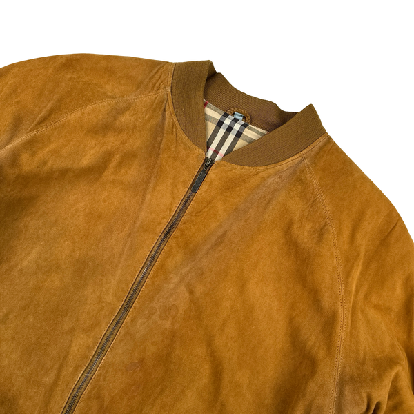 Burberry Suede Nova Check Lining Harrington Bomber Jacket - 3XL