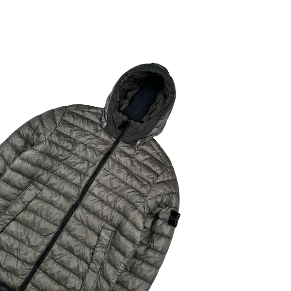 Stone Island 2015 Grey Garment Dyed Hooded Puffer Jacket - Medium