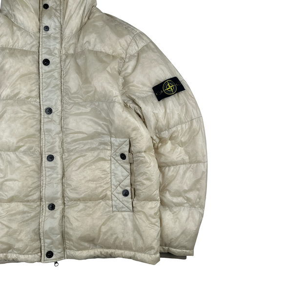 Stone Island 2012 Cream White Garment Dyed Puffer Jacket - 3XL