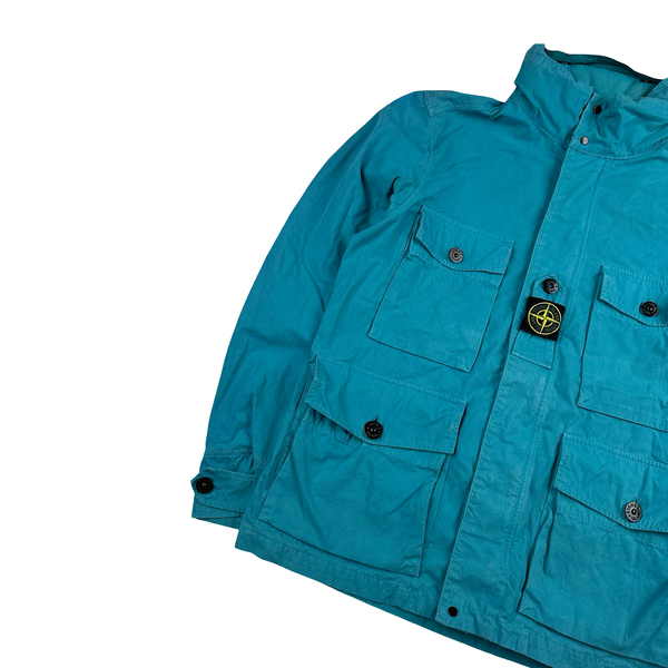 Stone Island 2020 Blue Cotton Cordura Centre Badge Field Jacket - Medium
