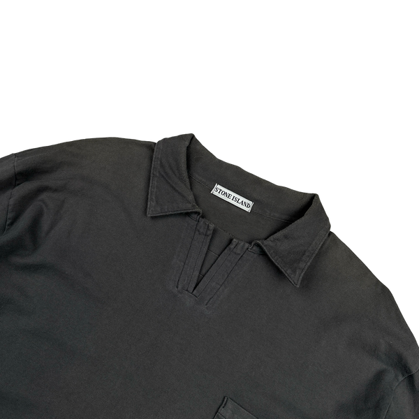 Stone Island Vintage 1999 Grey Cotton Collared Polo Shirt - XXL