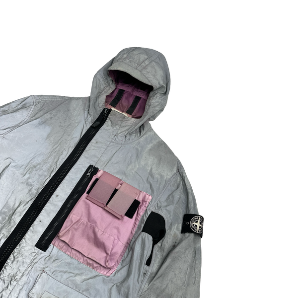 Stone Island 2017 Pink Garment Dyed Plated Reflective Mussola Jacket - Large