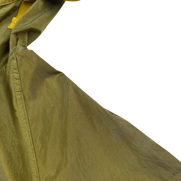 Stone Island 2004 Spellout Yellow Nylon Metal Velvet Lined Jacket - Medium