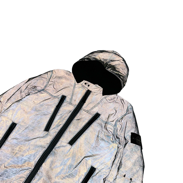 Stone Island Fleece Lined Blue Liquid Reflective Jacket - XL