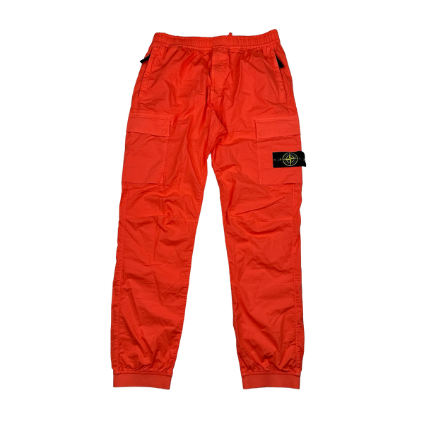 Stone Island 2022 Neon Red Parachute Cargo Trousers - 34"