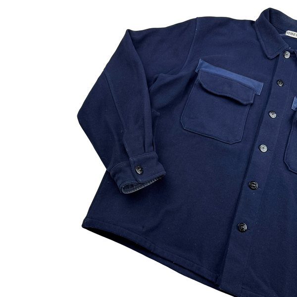 Stone Island 1999 Vintage Navy Lana Wool Multi Pocket Jacket - XXL