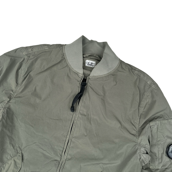 CP Company Grey Nycra Lens View Bomber Jacket - Medium