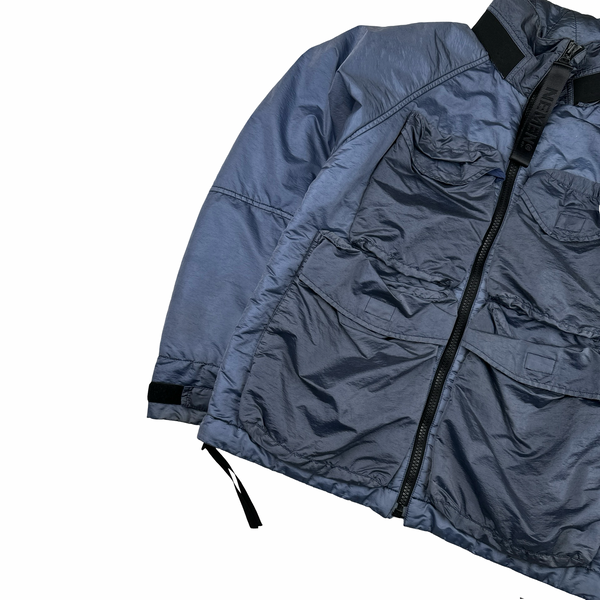 Nemen Nylon Shimmer Light Blue Padded Shell Multi Pocket Jacket - Medium