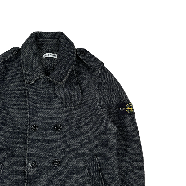 Stone Island 2009 Heavyweight Wool Double Breasted Knit Jacket - XL