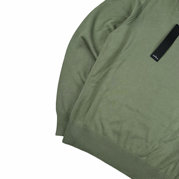 Stone Island Olive Green Lightweight Knitted Crewneck - Small