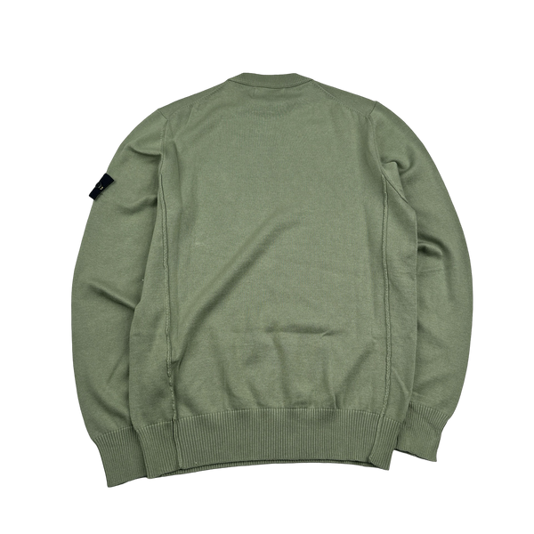 Stone Island 2019 Green Fine Knit Cotton Crewneck Jumper - Small