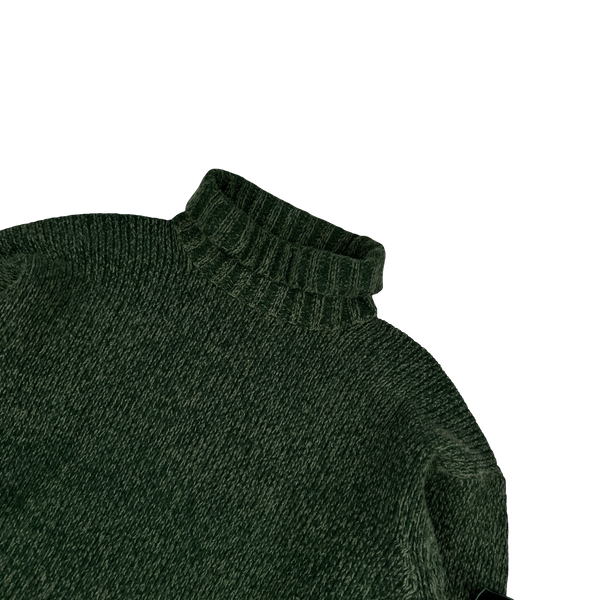 Stone Island 1997 Green Knitted Angora Wool Blend Vintage Roll Neck Jumper- XL