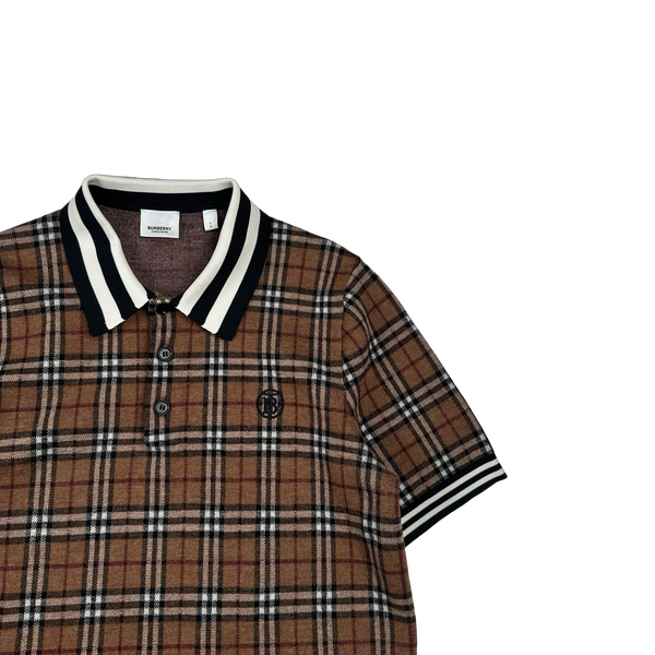 Burberry Nova Check Wool Polo Shirt - Large