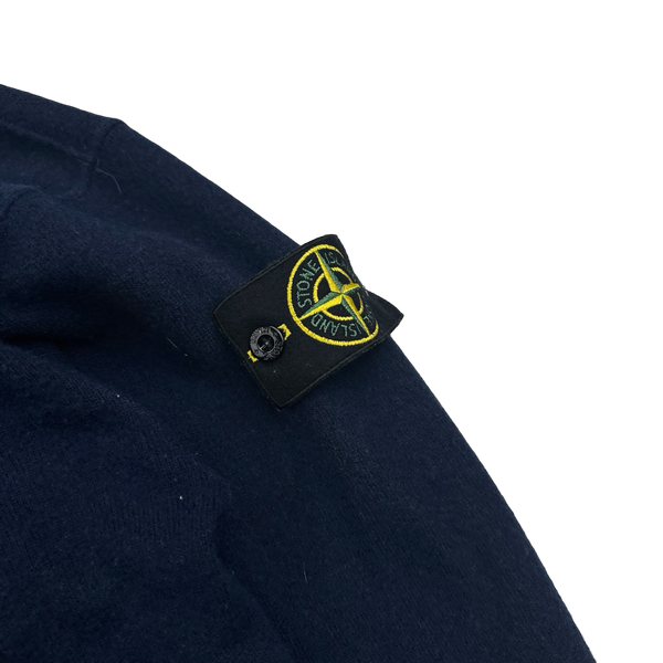 Stone Island 1996 Vintage Navy Quarter Zipped Wool Pullover - Large
