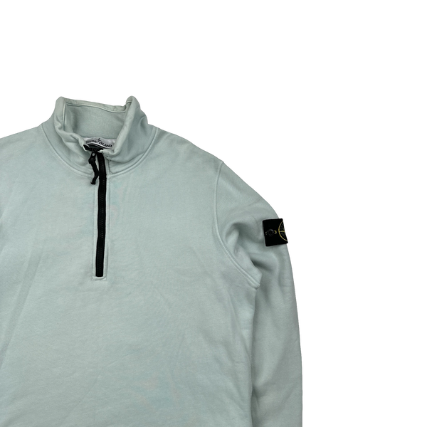 Stone Island 2022 Mint Cotton Quarter Zip Crewneck Sweatshirt - Medium