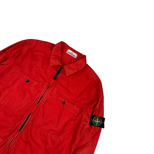 Stone Island 2016 Red Garment Dyed Overshirt - Large