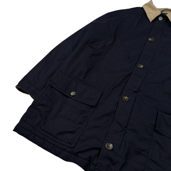 Ralph Lauren Polo Navy Corduroy Collar Cotton Long Jacket - Large