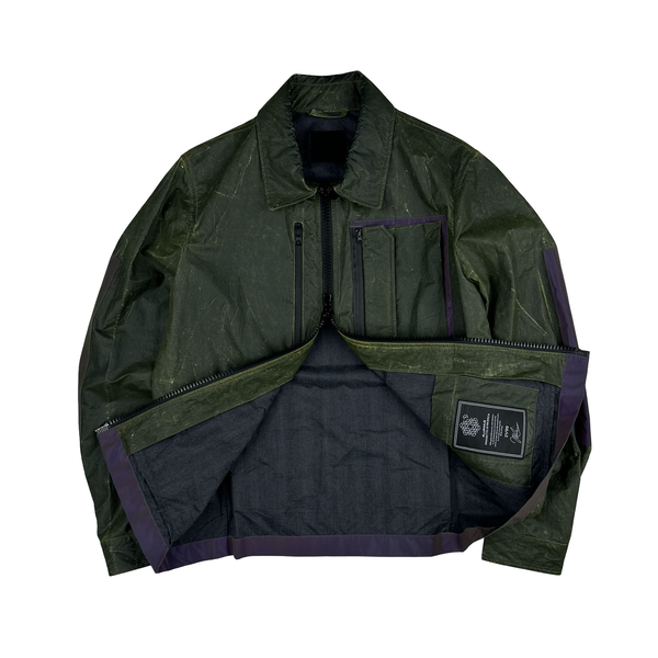 Plurimus Green Reflective Rubber Coated Zipped Overshirt - Large