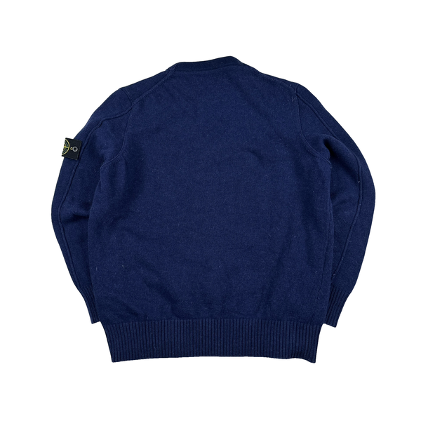 Stone Island Blue Thick Knitted Pullover Jumper - 3XL