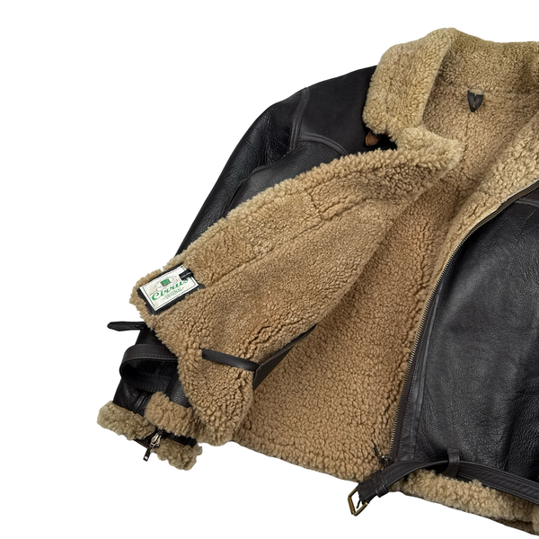 Cirrus Shearling Lined Aviator Pilot Thick Leather Vintage Jacket - XXL