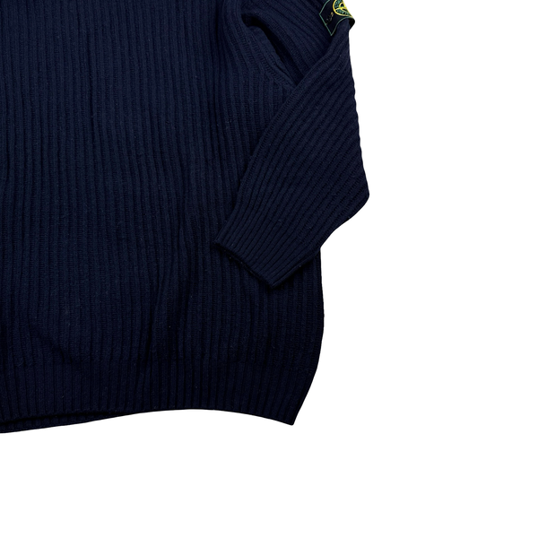 Stone Island 90's Vintage Knitted Navy Pullover Jumper - XXL