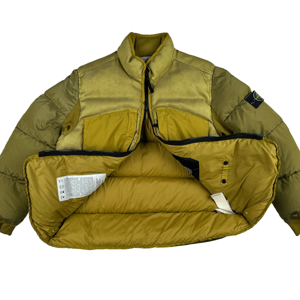 Stone Island 2021 Yellow Panama 6/3 HT Nylon Mix Fabrics Down- TC Puffer - Large
