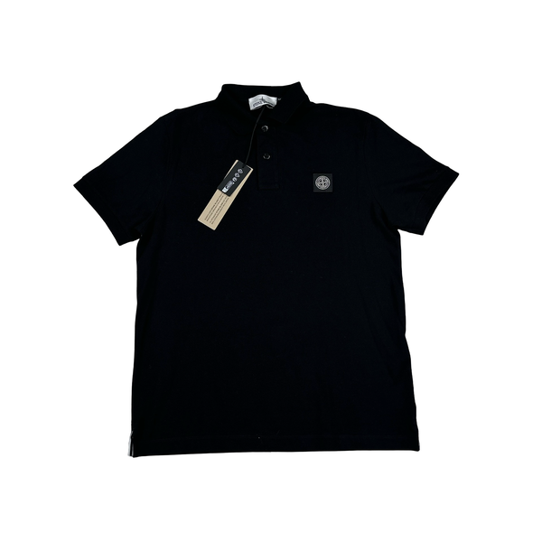Stone Island 2024 Black Patch Polo Shirt - Medium