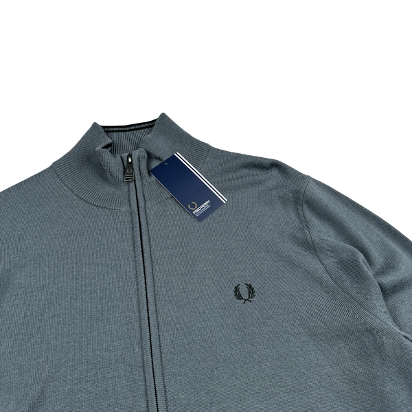 Fred Perry Charcoal Zipped Knit Jumper - Large