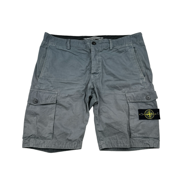 Stone Island SL Grey Cotton Cargo Shorts - 36"