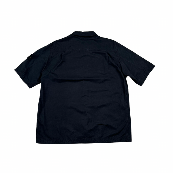 Stone Island 2023 Navy Cotton Cupro Short Sleeve Overshirt - Large
