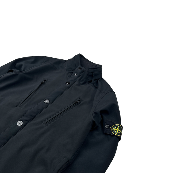 Stone Island Black Soft Shell Fleece Lined Jacket - Small