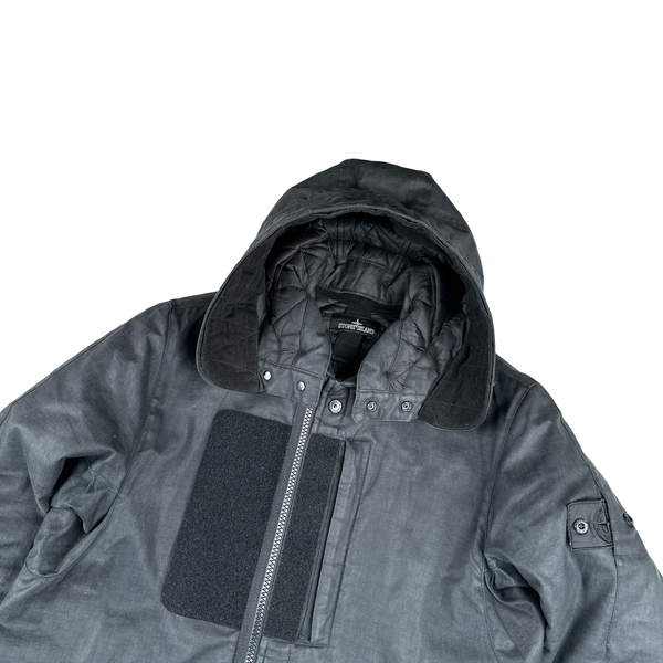 Stone Island Shadow Rubberized Linen Parka Jacket - Medium