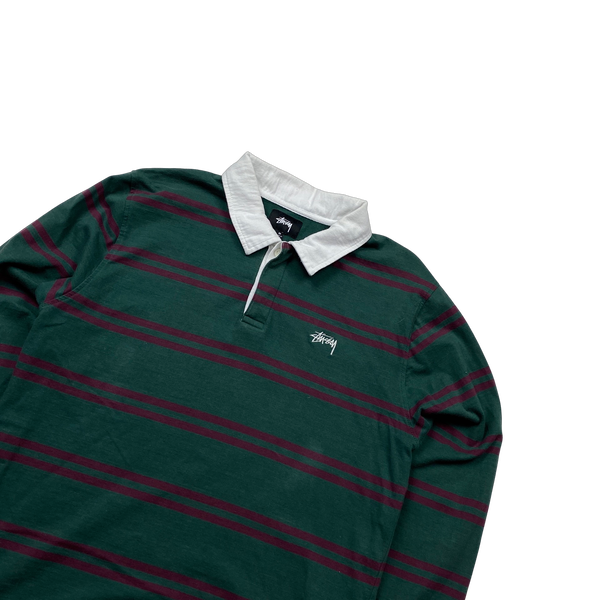 Stussy Green Striped Rugby Shirt Medium Mat s Island