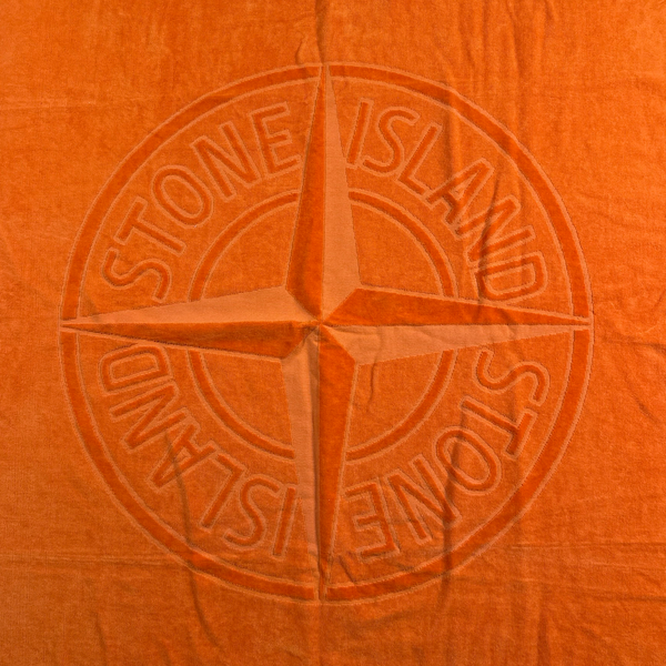 Stone Island Embroidered Logo Orange Beach Towel