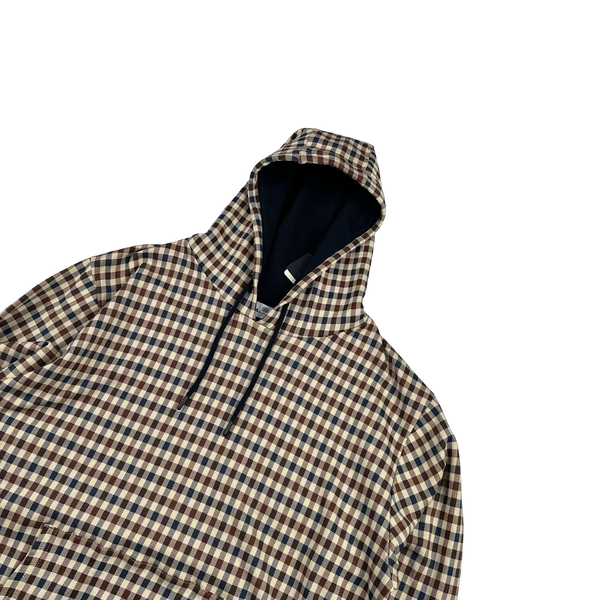 Aquascutum Classic Checked Navy Lined Hooded Jacket - XL, 3XL