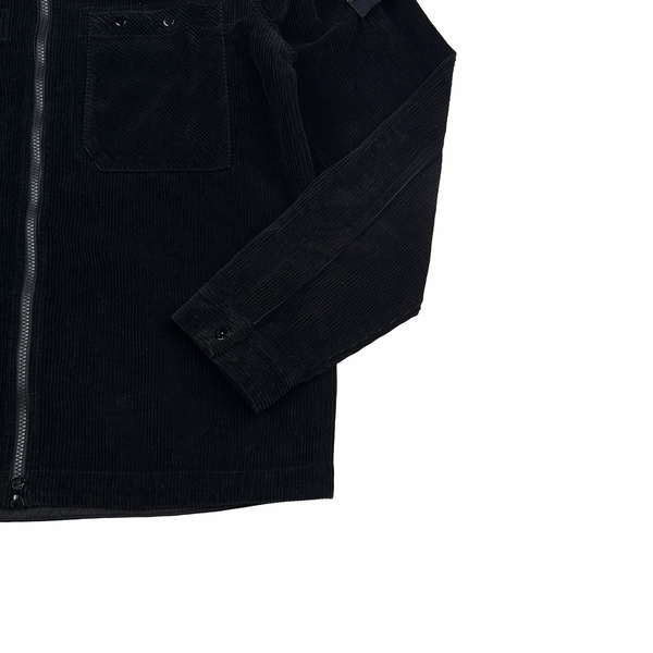 Stone Island 2019 Black Corduroy Chest Pocket Zipped Overshirt - Large